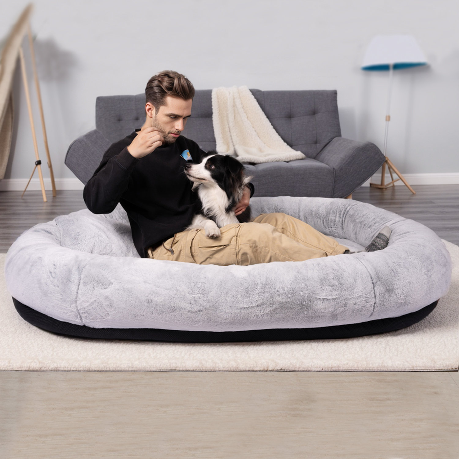 Bean bag beds for adults with pillow and blanket best sale